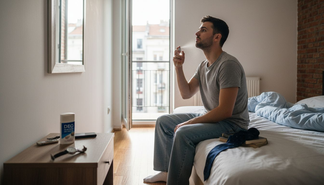 Преди среща мъжът внимателно избира парфюма си, за да направи добро впечатление.