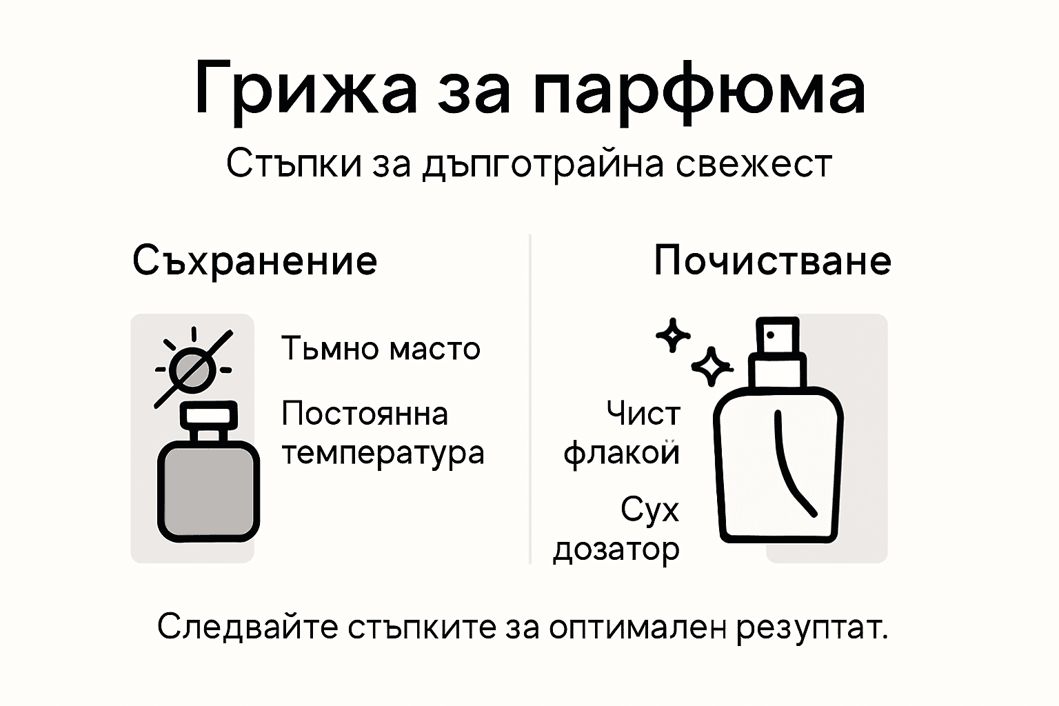 Инфографика: основни стъпки за правилна грижа за парфюма