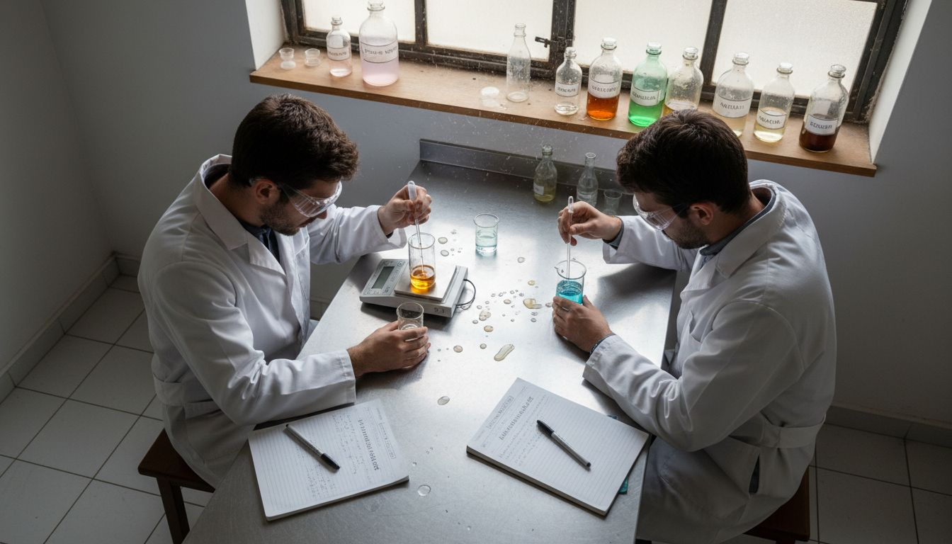 В лабораторията специалисти комбинират различни феромонни ухания.