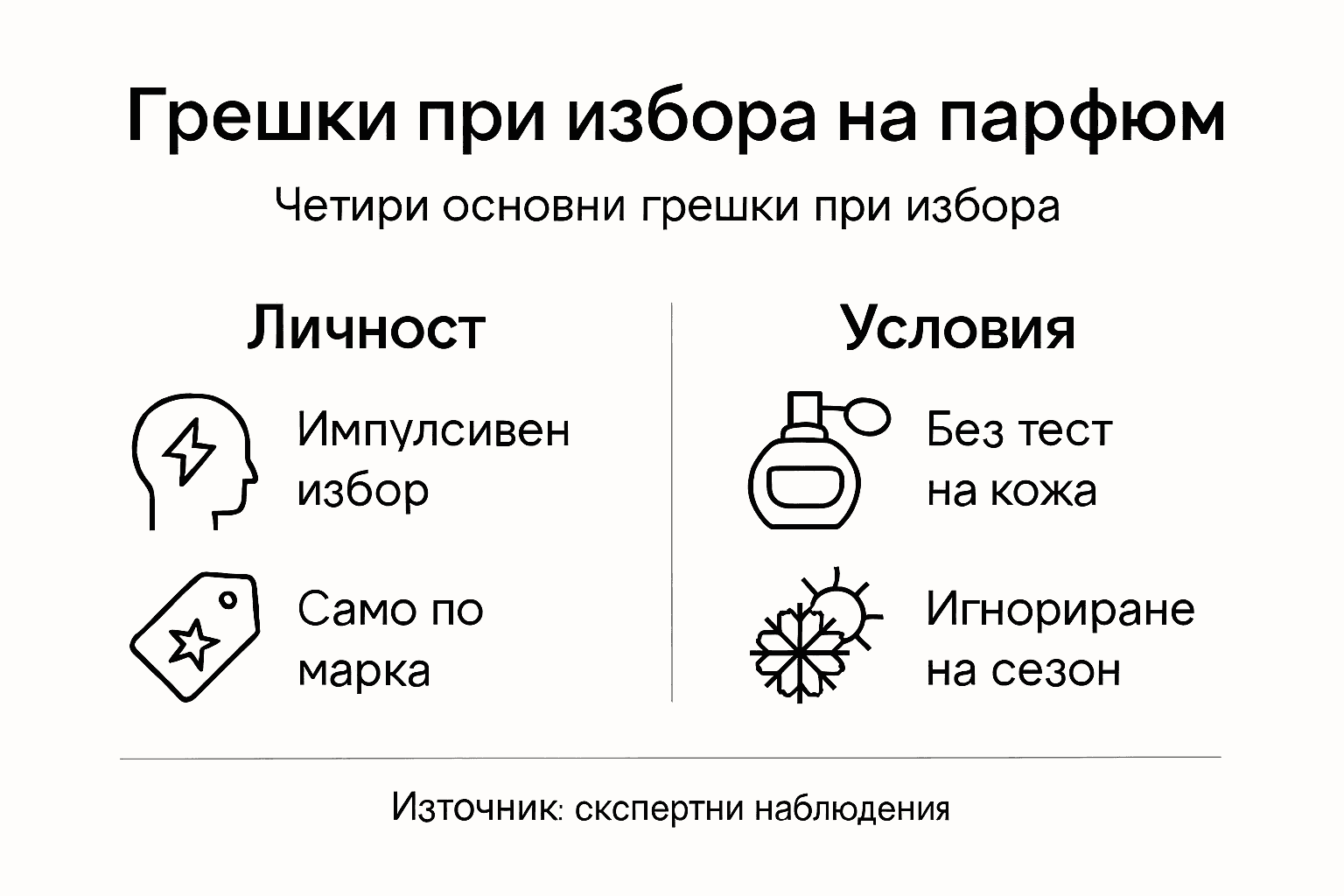 Инфографика: най-честите грешки при избора на парфюм