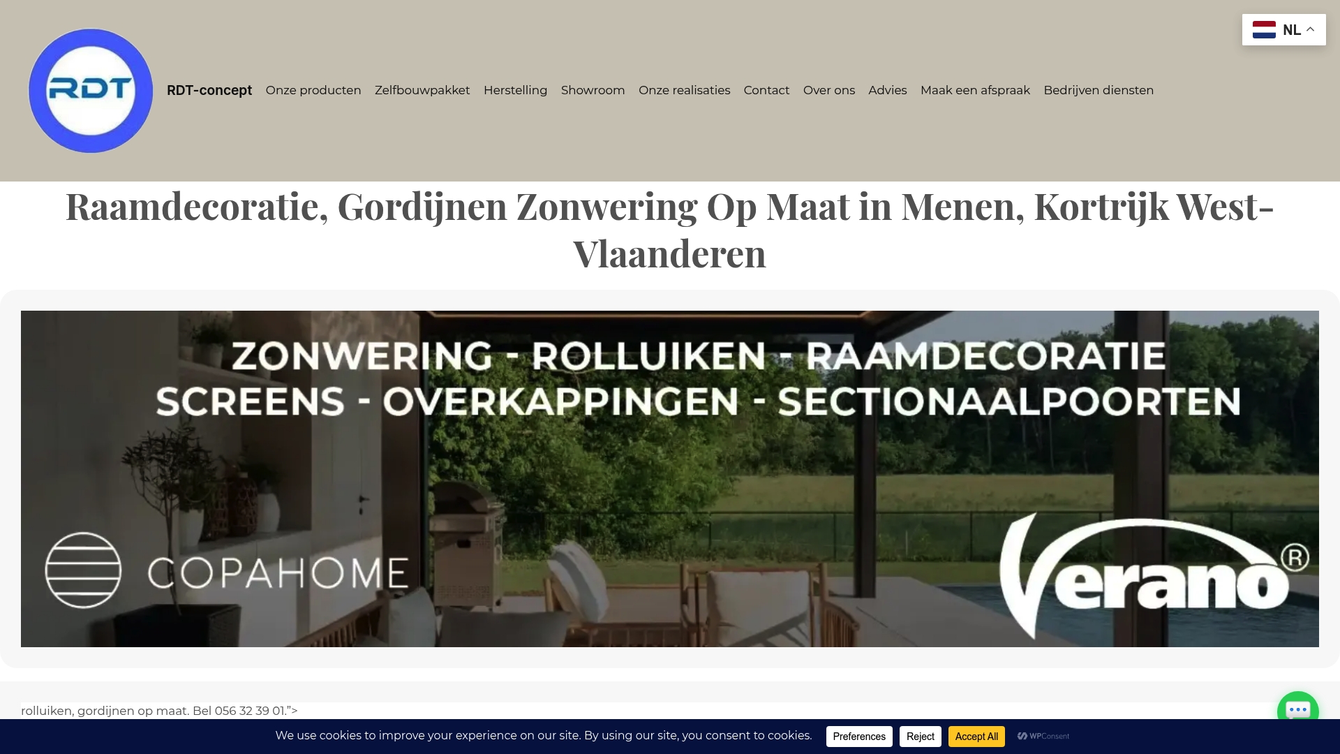 RDT Concept showroom met maatwerk raamdecoratie en zonwering in Menen