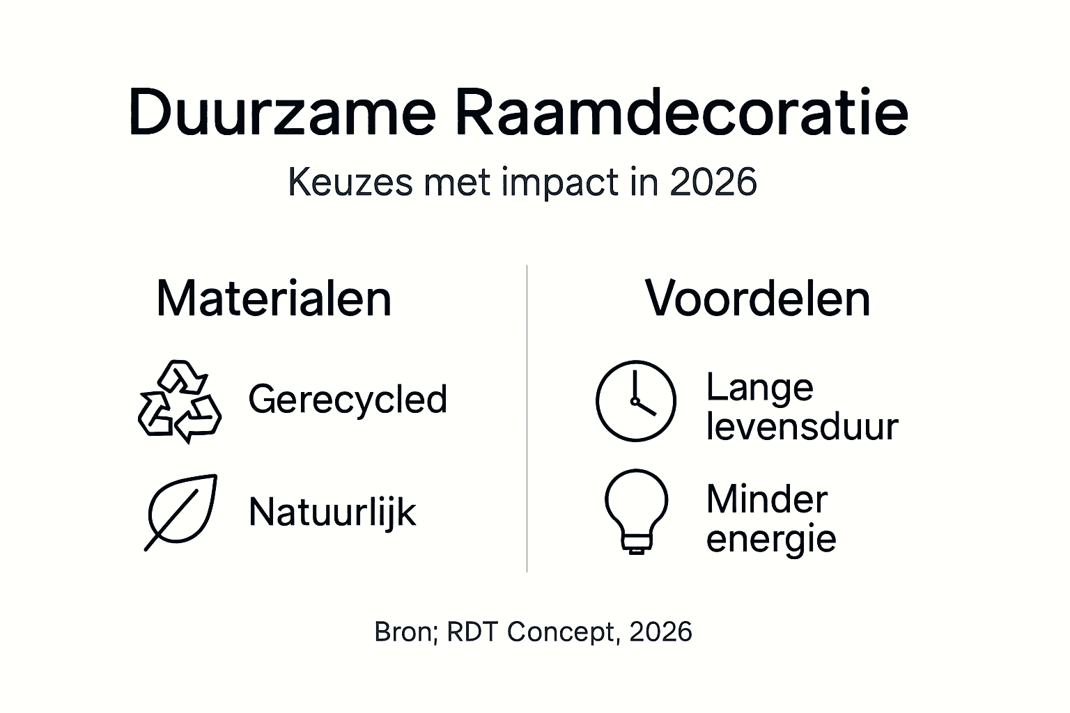 Infographic: duurzame materialen voor raamdecoratie en hun voordelen op een rij