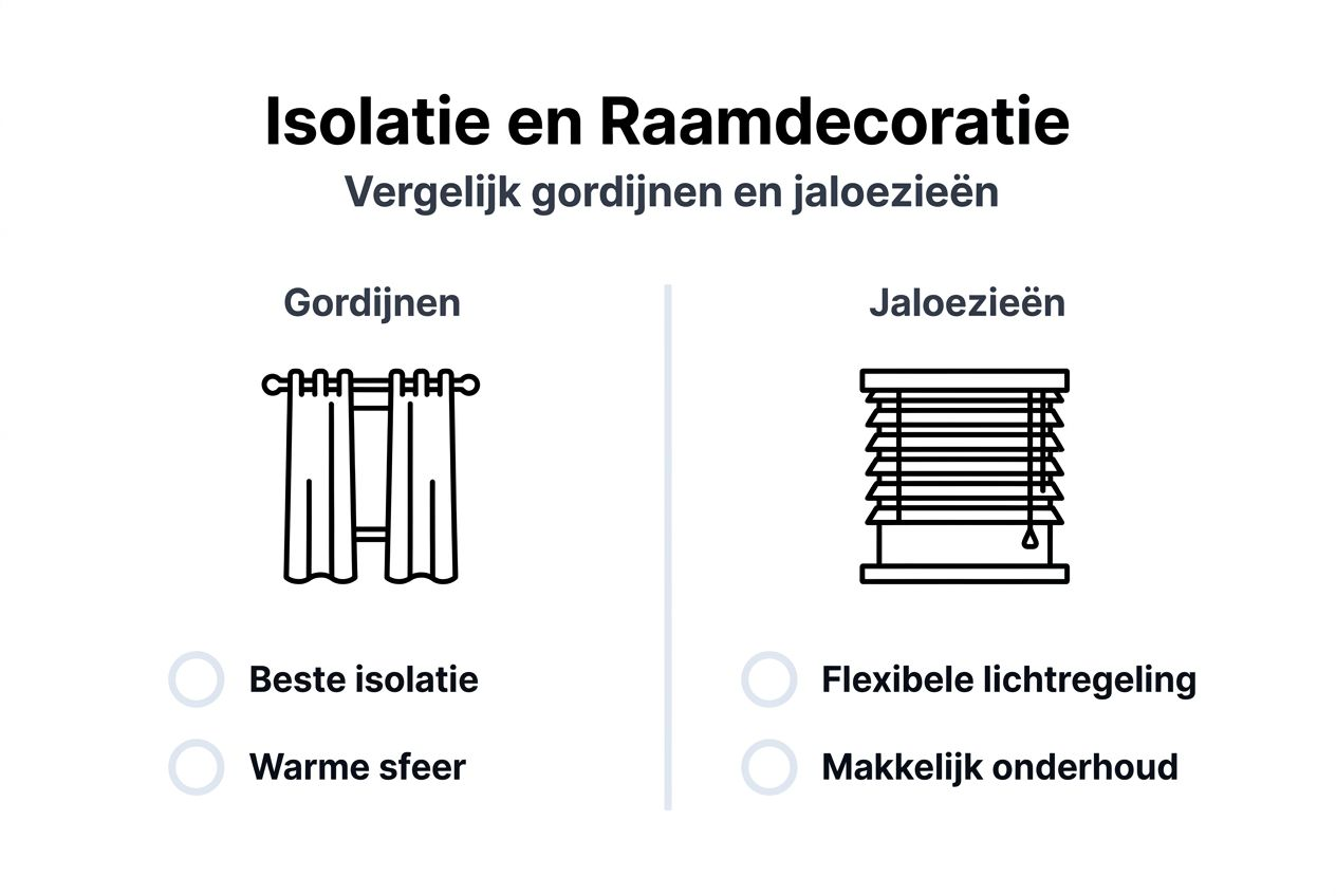 Infographic: een vergelijking tussen isolerende gordijnen en jaloezieën