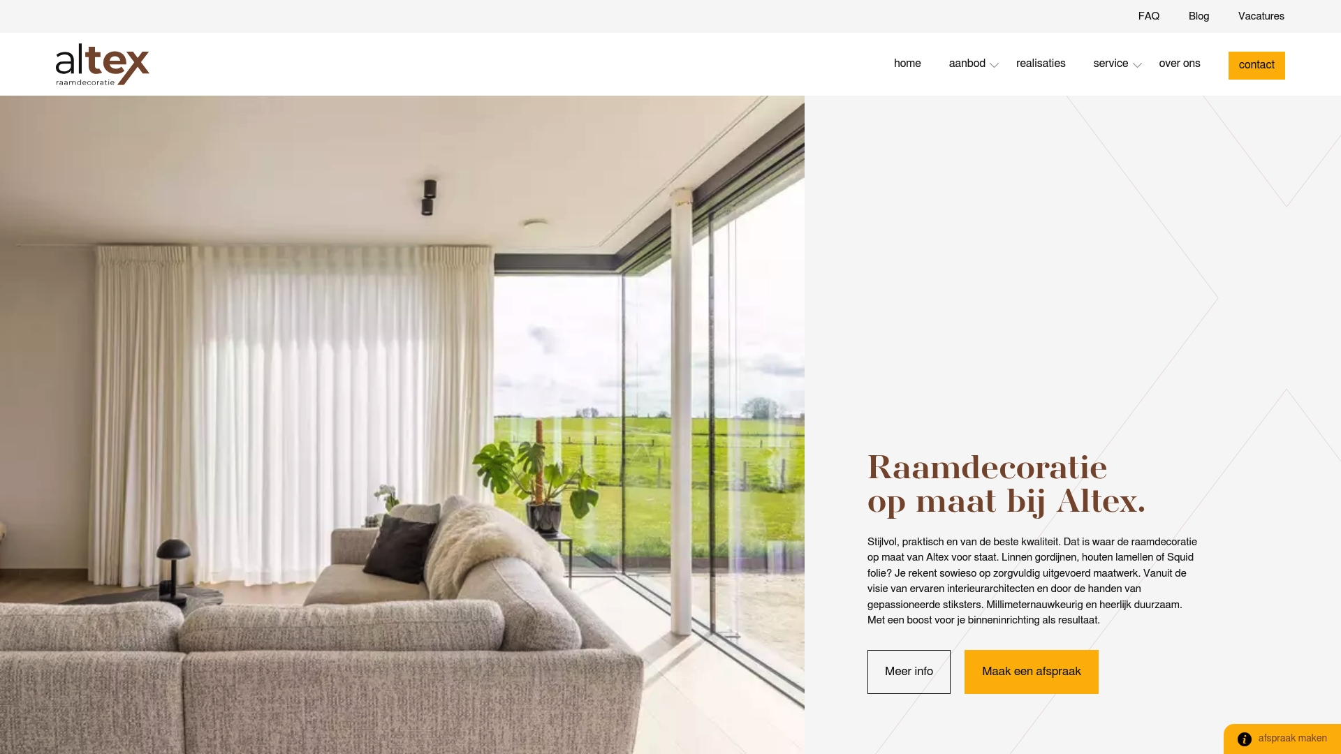 Altex Raamdecoratie showroom — maatwerk gordijnen en raamdecoratie West-Vlaanderen