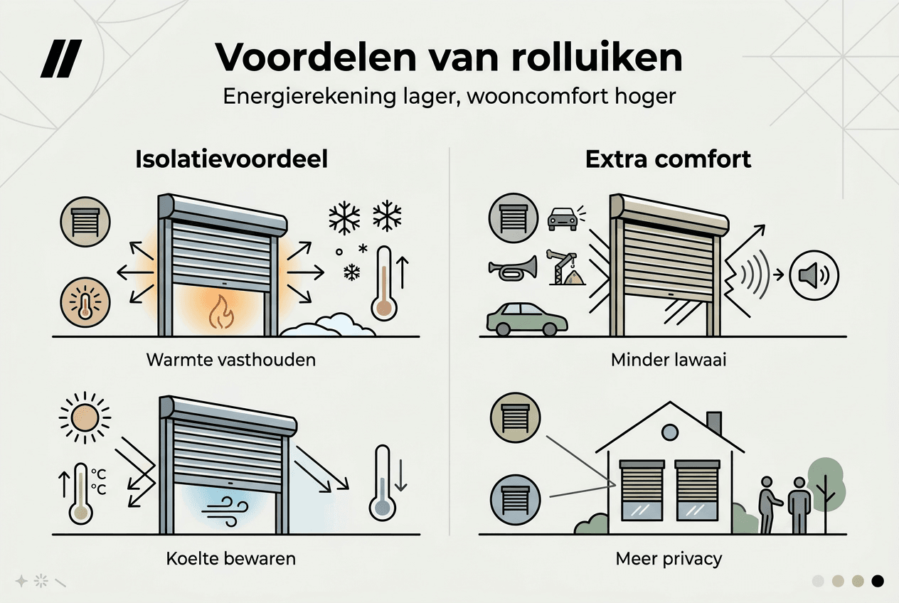 Infographic: de voordelen van rolluiken voor energiebesparing en extra wooncomfort