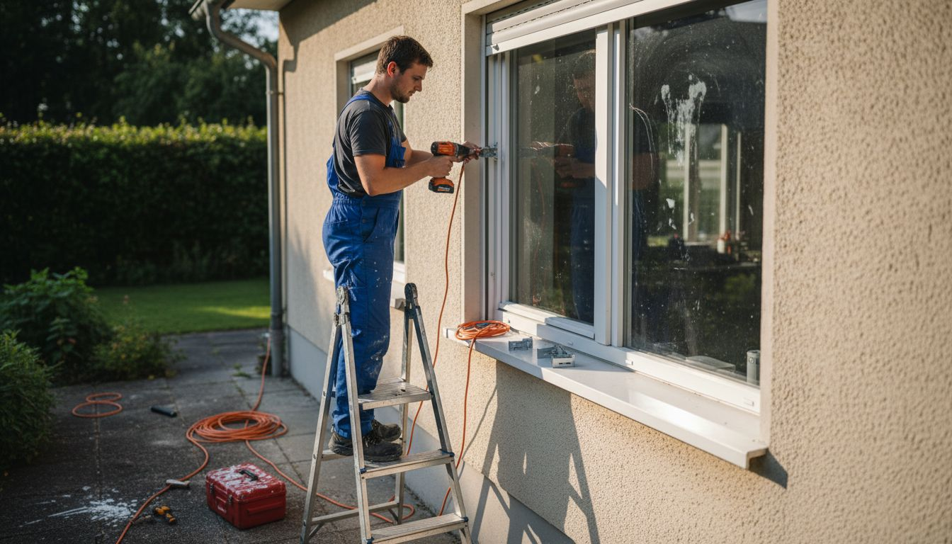 Een monteur komt langs om een opbouw rolluik te installeren.