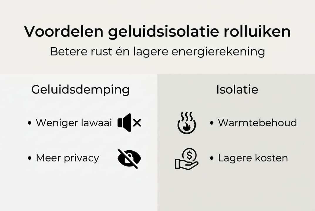 Infographic: de voordelen van geluidswerende rolluiken op een rij