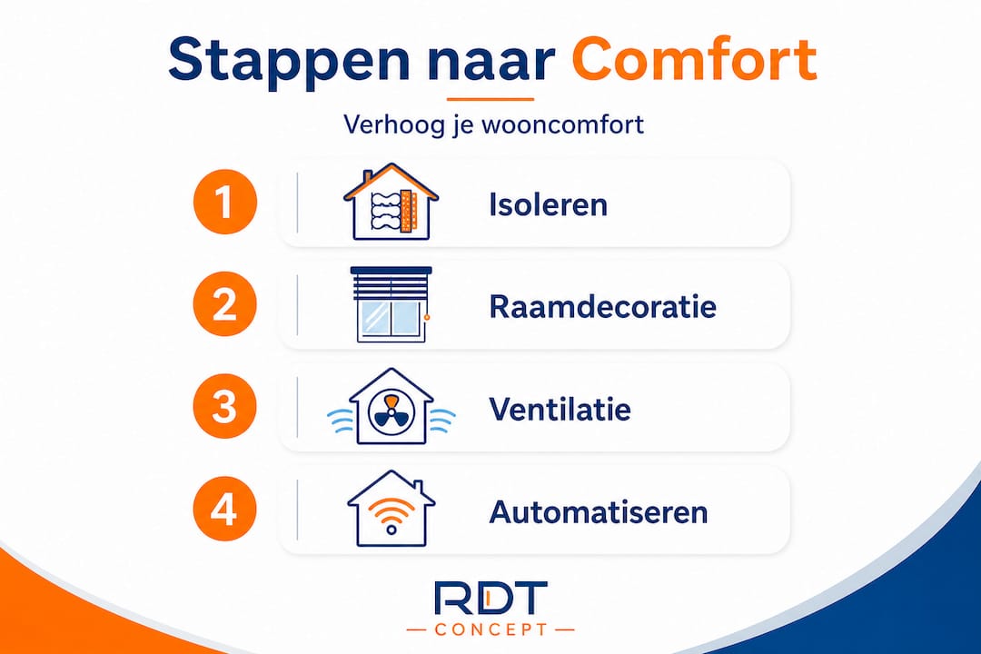 Overzicht: vier praktische stappen naar meer wooncomfort
