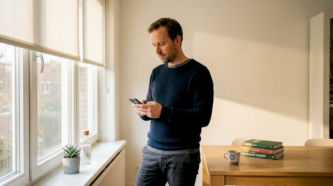 Man houdt energieverbruik van slimme zonwering raambekleding goed in de gaten 