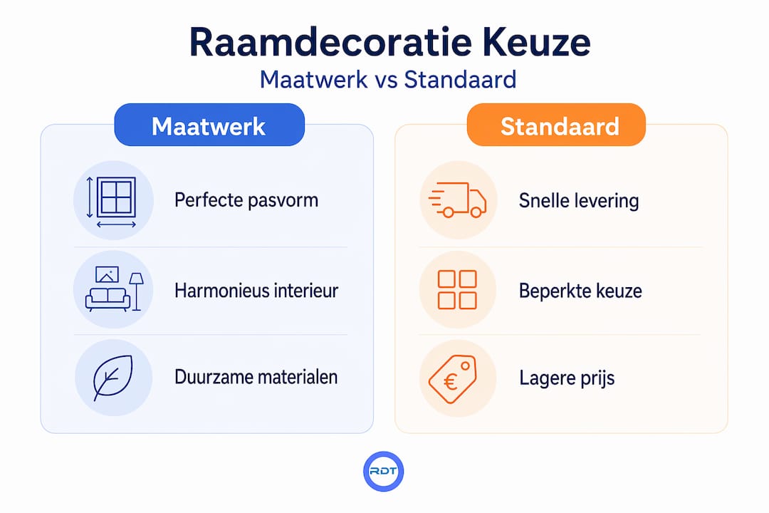 Infographic: maatwerk versus standaard raamdecoratie – wat zijn de verschillen?