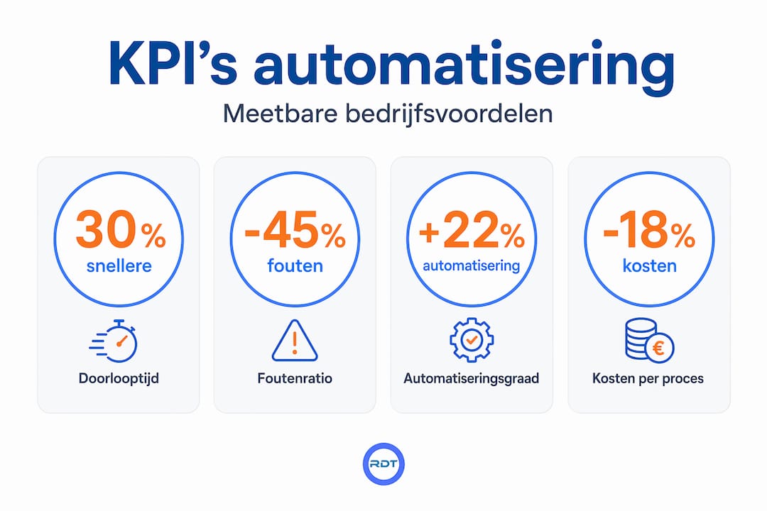 Overzichtelijke infographic met de belangrijkste automatiserings-KPI’s in beeld gebracht