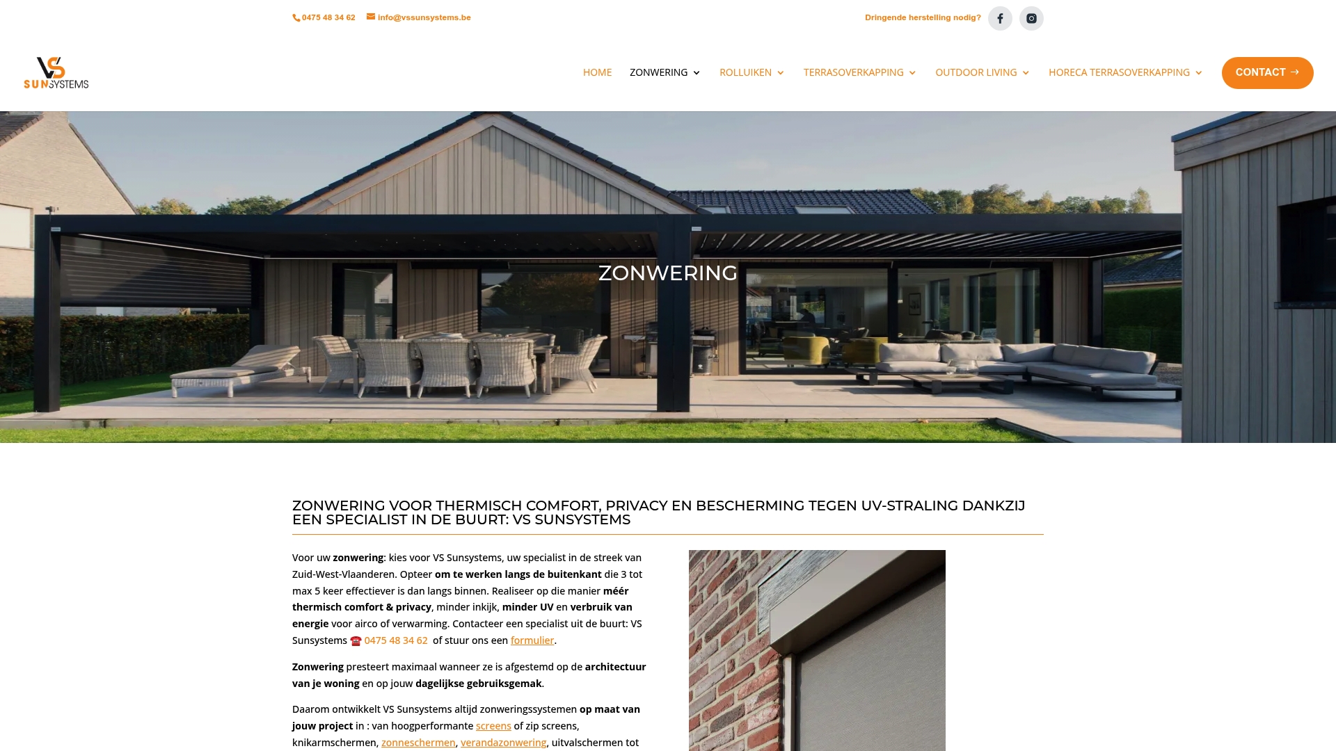 VS Sunsystems designgerichte zonneluifel op maat Vlaanderen