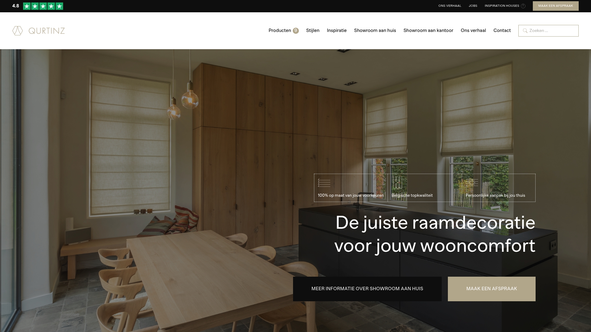 Qurtinz gordijnen heytens alternatief showroom aan huis maatwerk