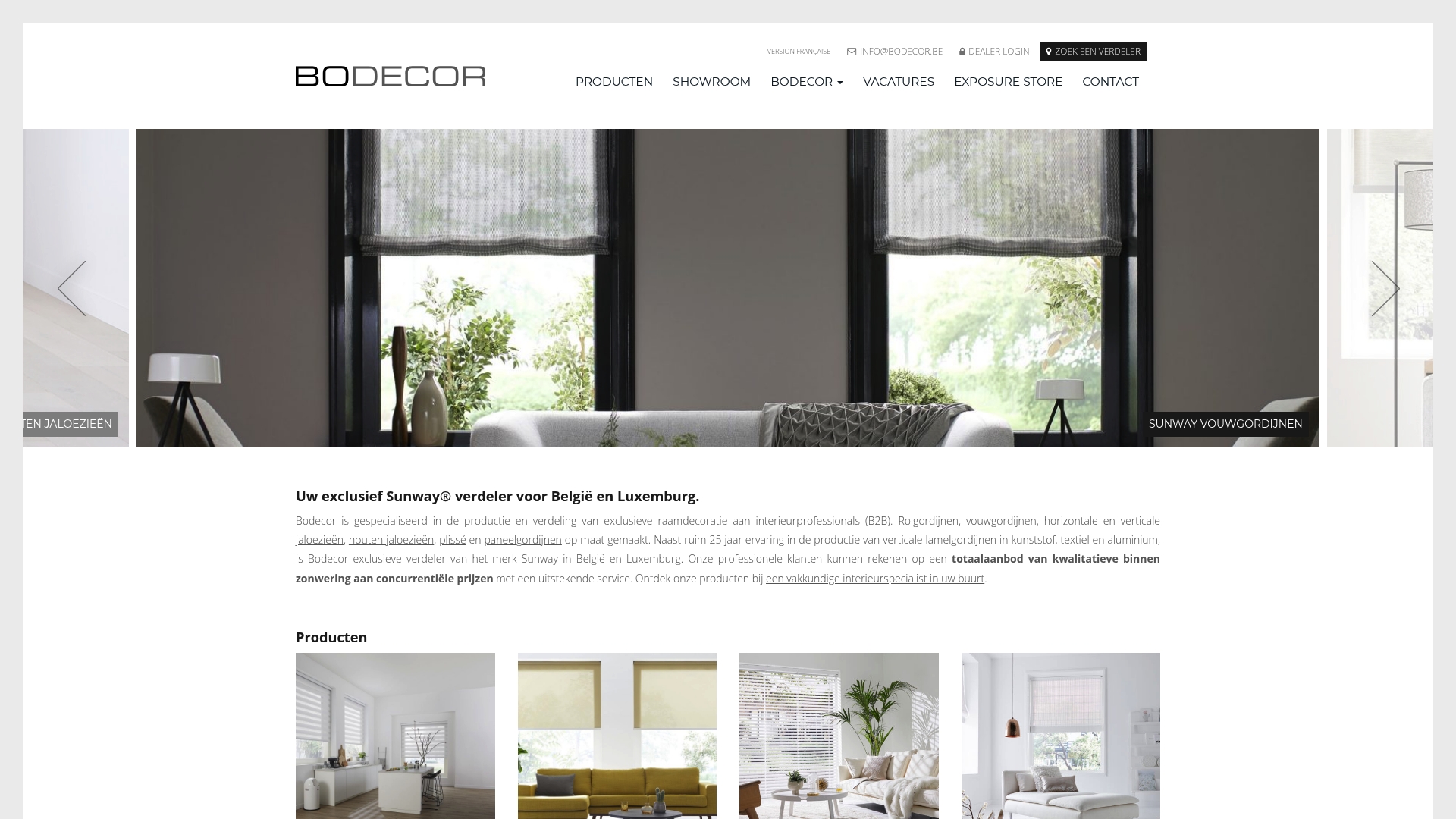 Bodecor Sunway distributie raamdecoratie zonder boren B2B interieurprofessionals