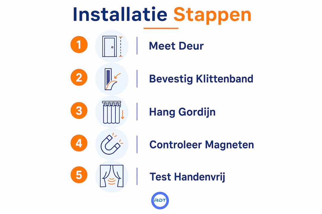 Overzichtelijke infographic: zo monteer je eenvoudig een magnetische hordeur stap voor stap