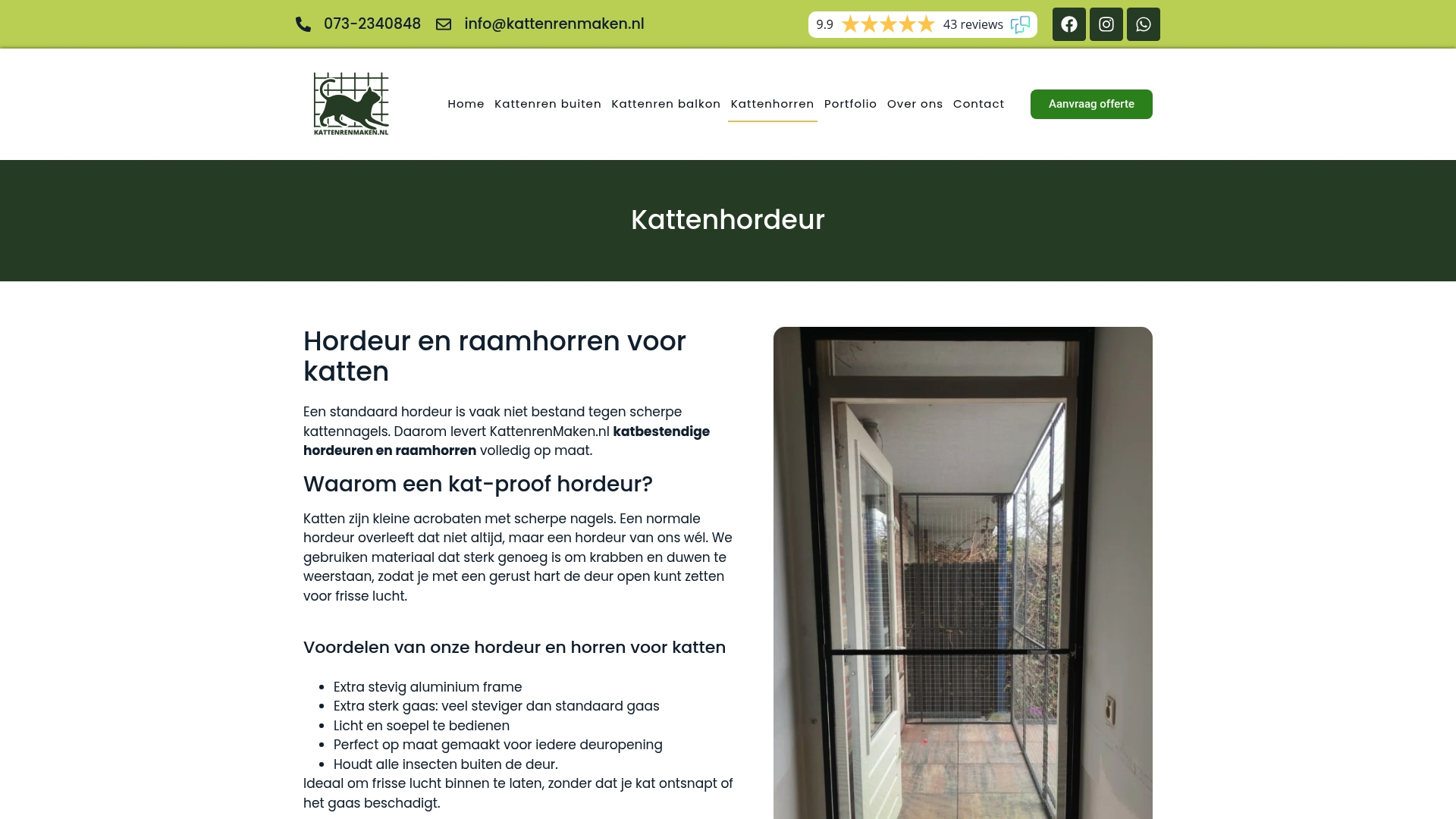 KattenrenMaken.nl krabbestendige hordeur voor katten