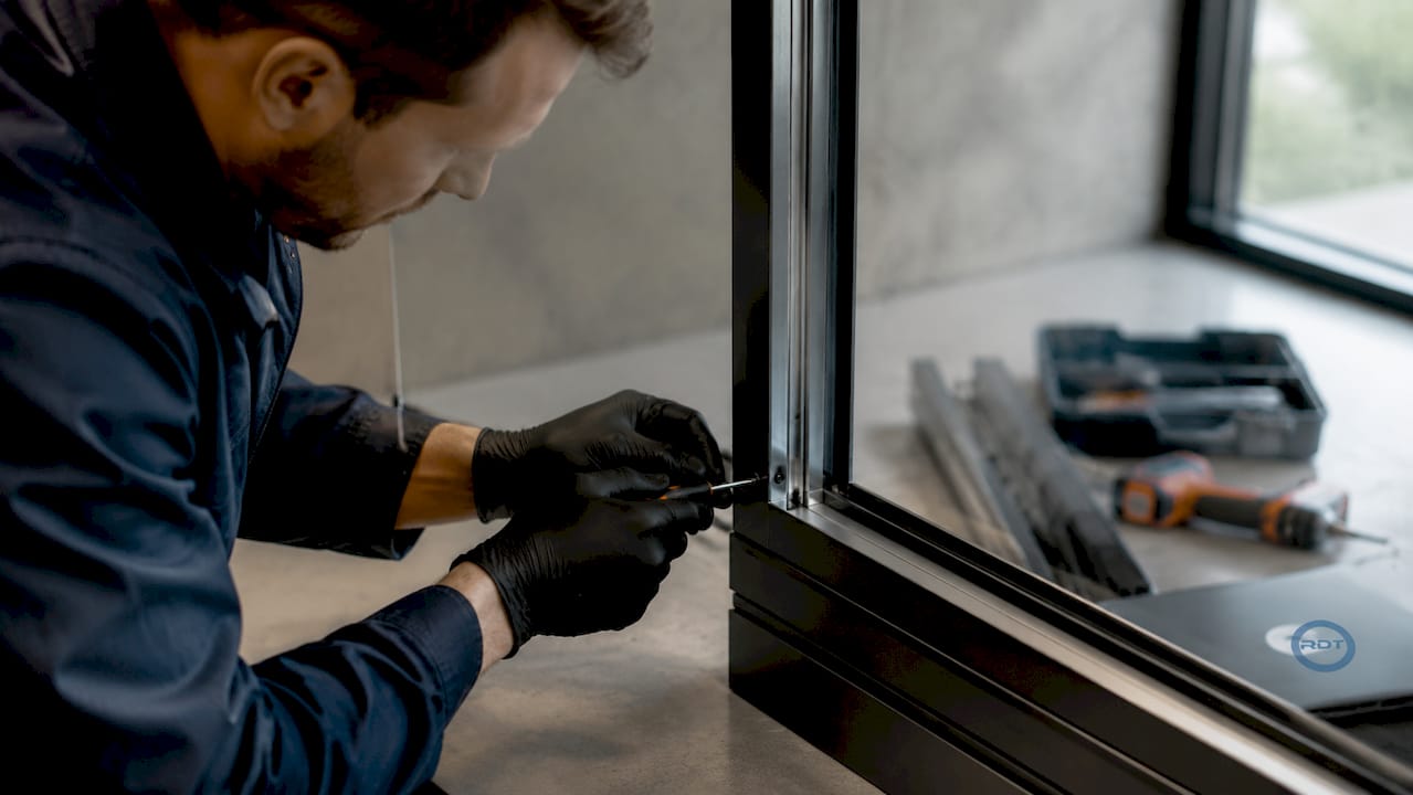 Opzethor voor bouwprojecten – klikprofiel-montage op aluminium kozijn door RDT Concept