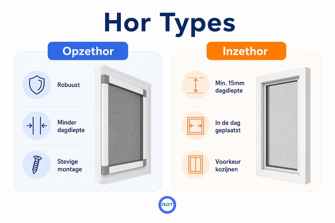 Opzethor voor bouwprojecten – infographic vergelijking eigenschappen opzethor en inzethor