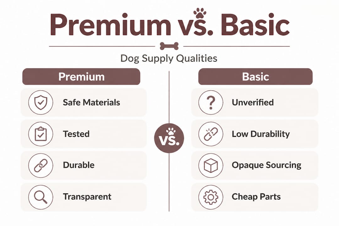Infographic comparing premium and basic dog supplies