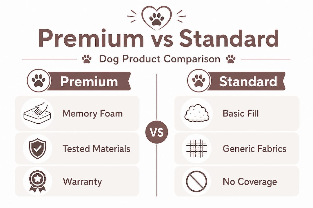 Infographic comparing premium and standard dog products
