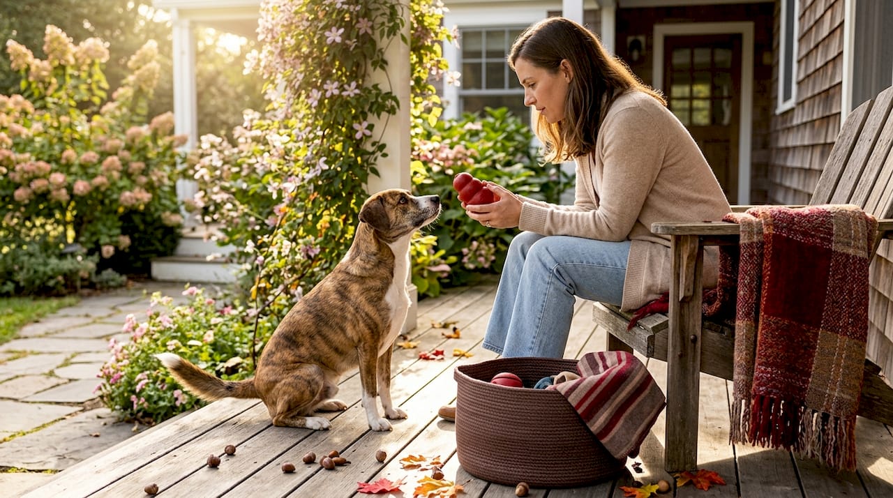 Dog owner tests toy safety outdoors
