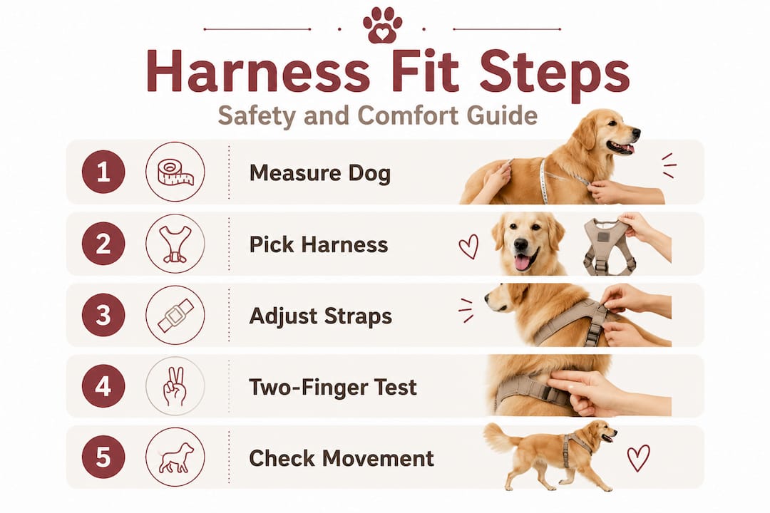 Infographic of harness fitting safety steps