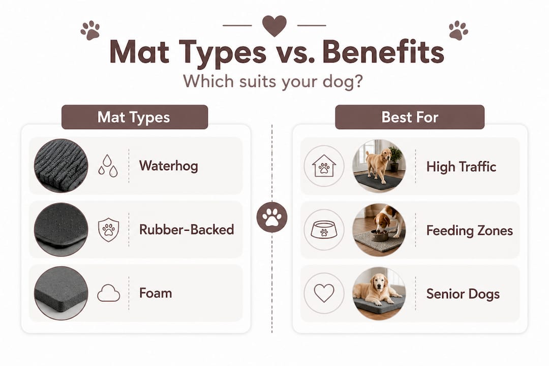 Infographic comparing anti slip mat types and best uses