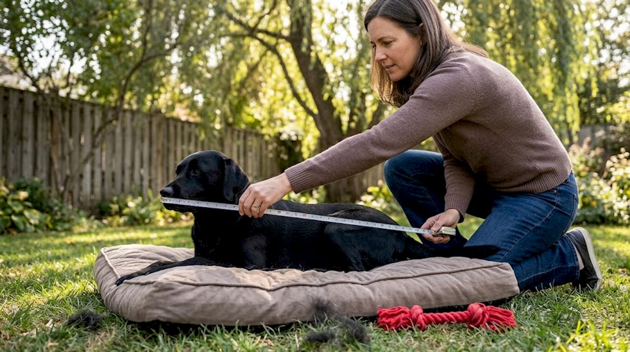 Measuring dog laying down for correct bed size