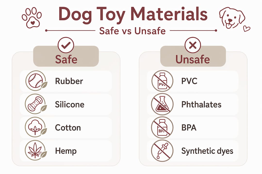Infographic comparing safe and unsafe toy materials