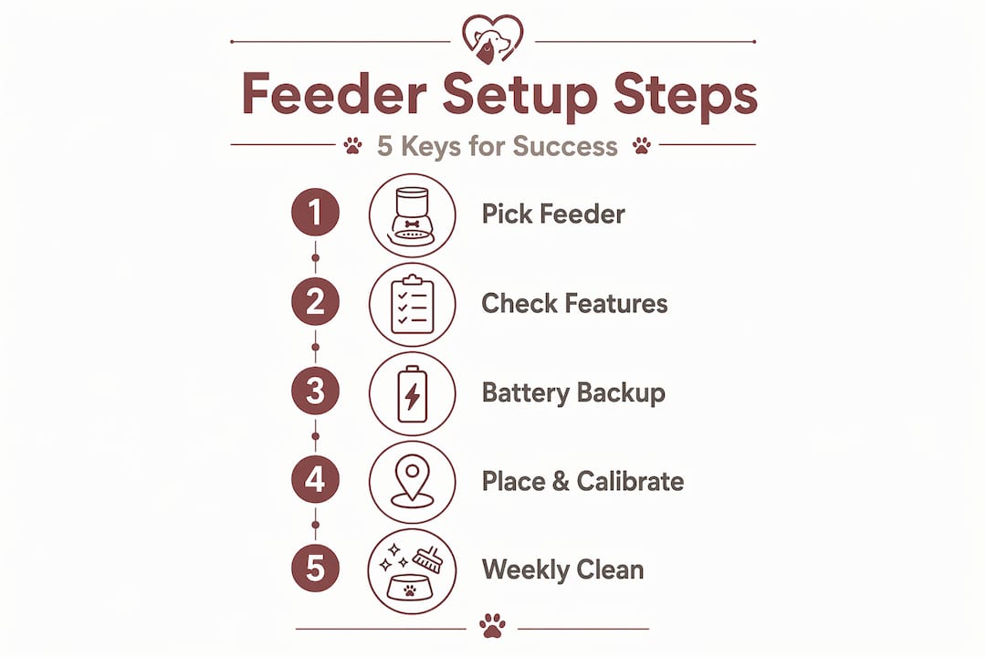 Infographic five steps automatic feeder setup