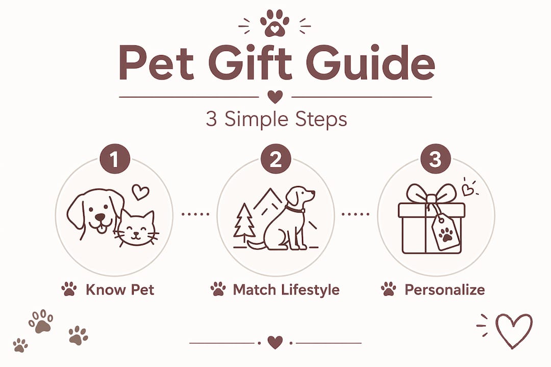 Vertical flow infographic with pet gift steps