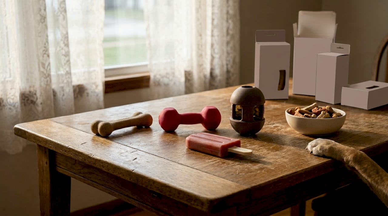 Selection of natural rubber dog toys