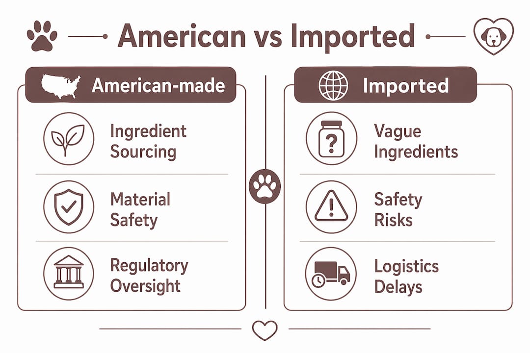 Infographic comparing American and imported dog products