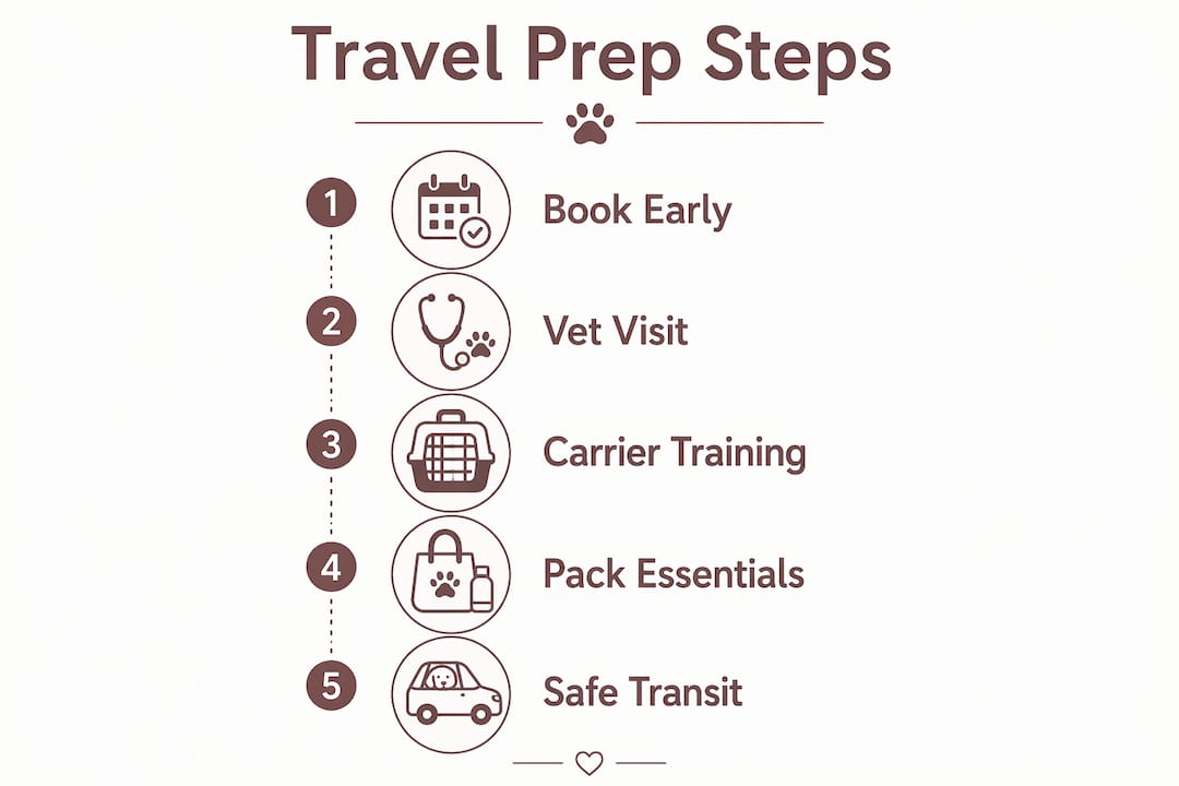 Infographic of dog travel preparation steps
