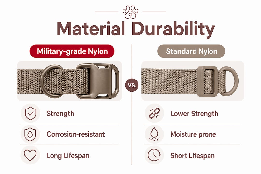 Infographic comparing nylon material durability