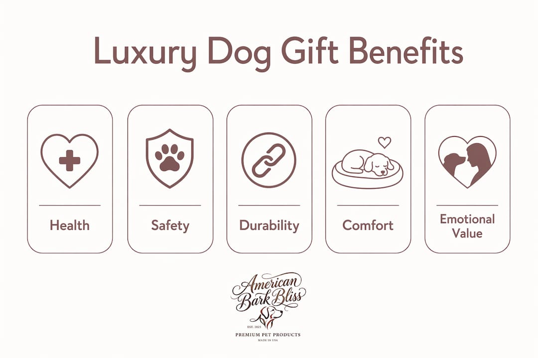 Infographic showing hierarchy of luxury dog gift benefits