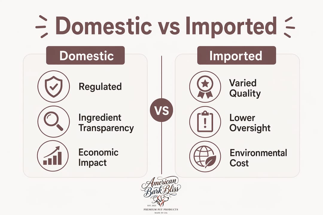 Infographic comparing domestic and imported pet products