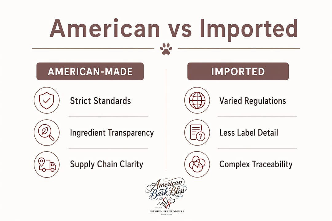 Infographic comparing American-made and imported pet goods