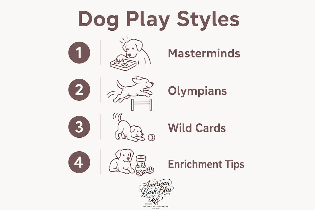 Infographic illustrating dog play styles and enrichment tips