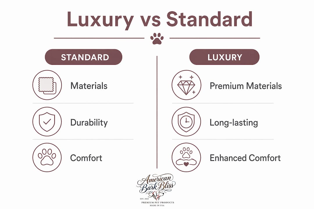 Infographic comparing luxury and standard pet accessories