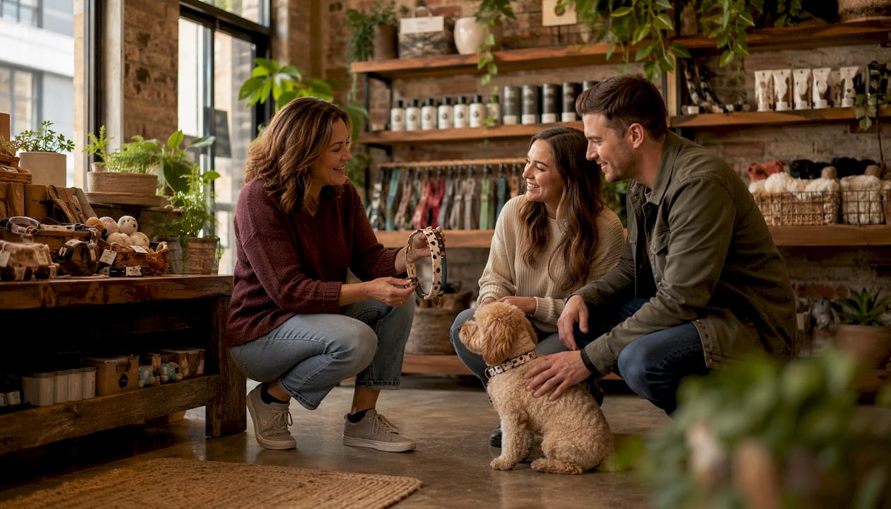 Boutique showcasing sustainable pet accessories