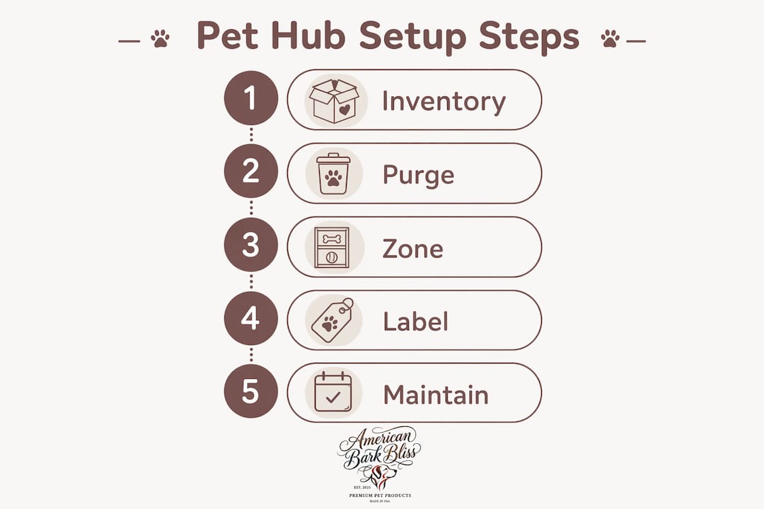Infographic showing pet hub setup steps