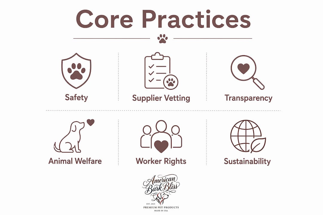 Infographic showing core responsible manufacturing practices