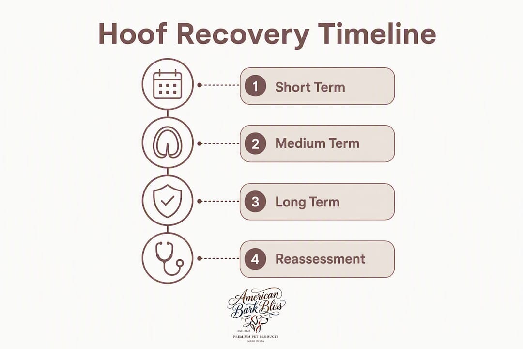 Infographic showing phases of horse hoof recovery
