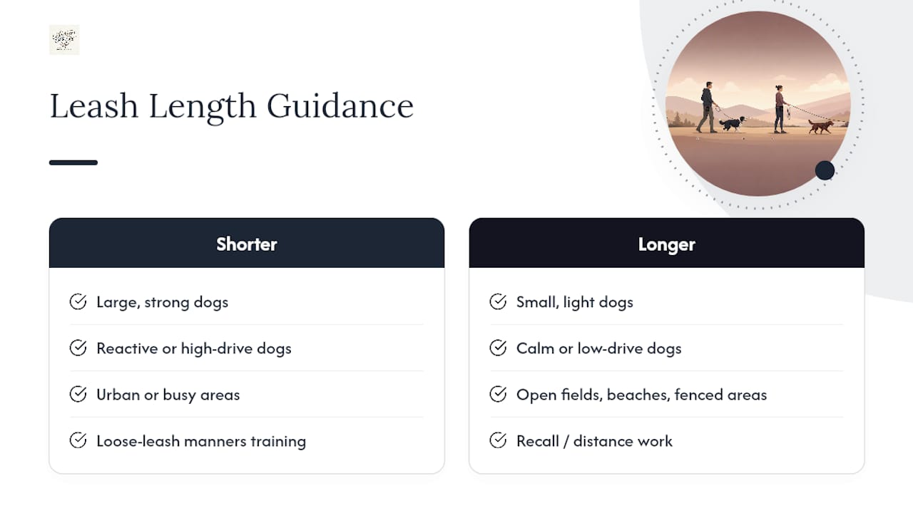 Four factors for choosing leash length