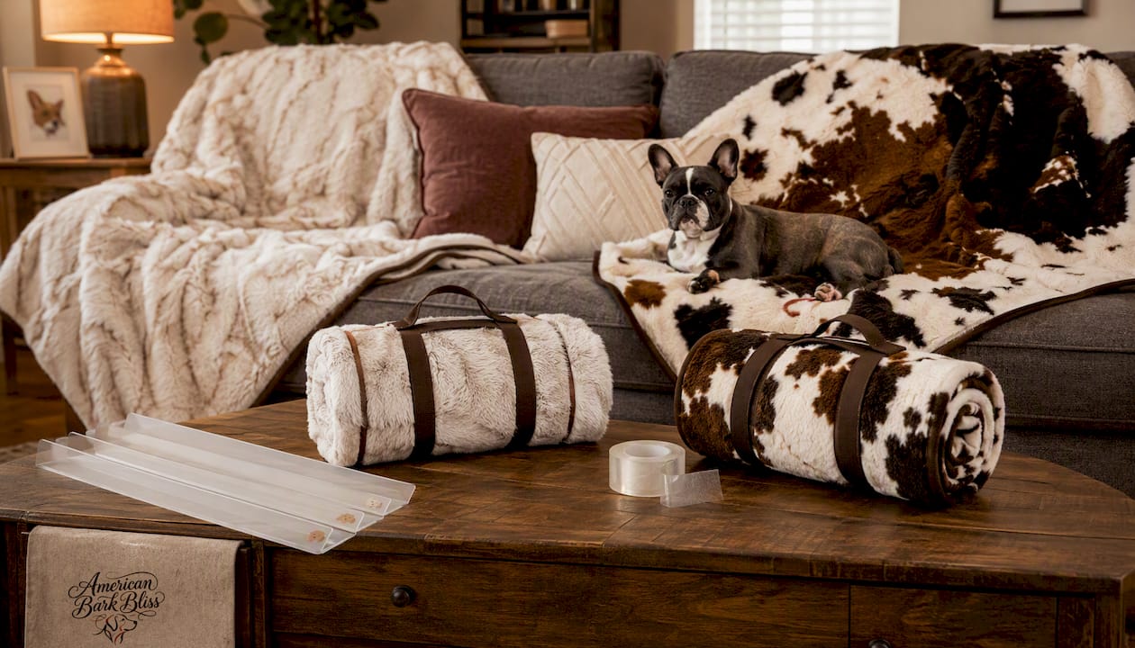 PupProtector™ Waterproof Throw Blanket - White with Brown Accents