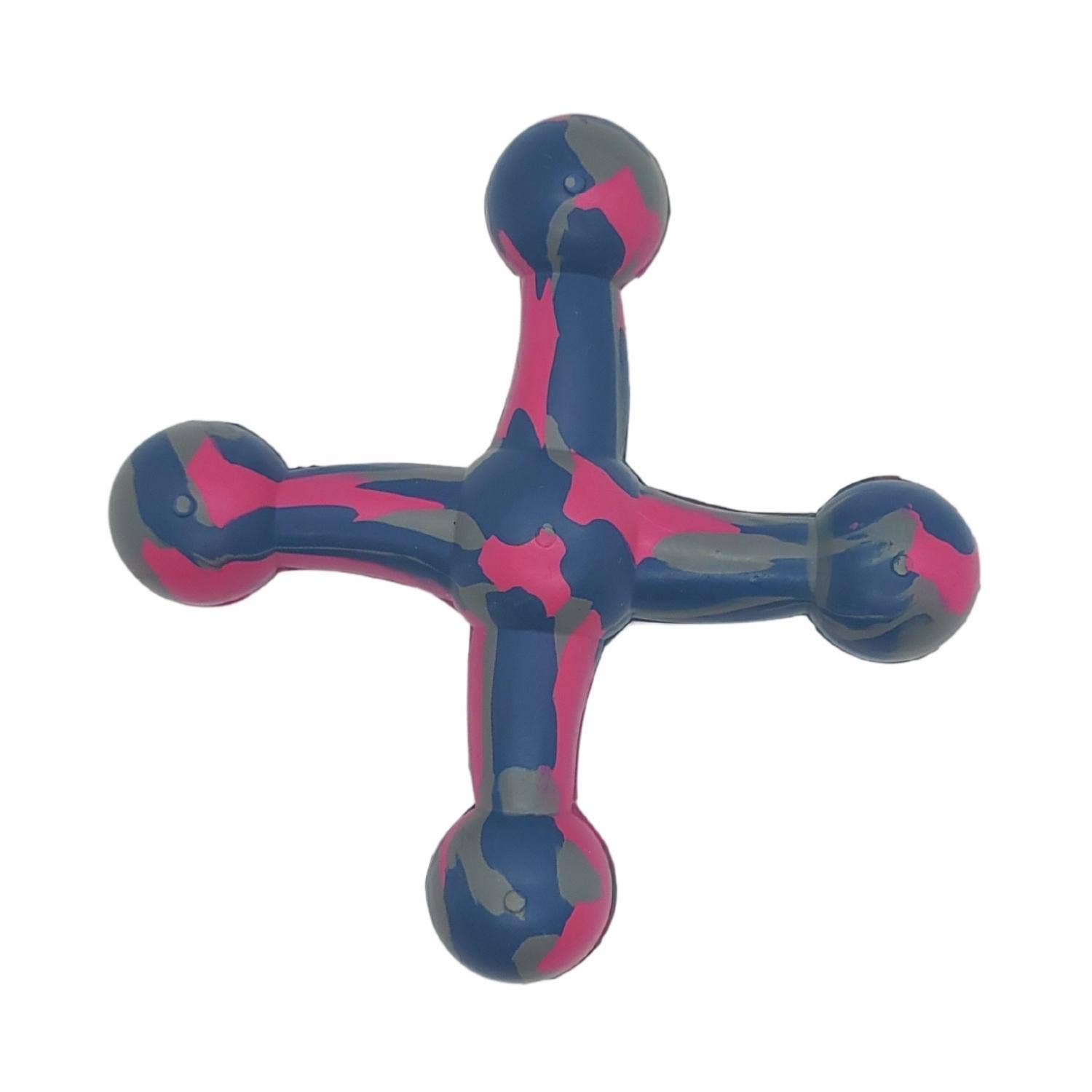 Natural Rubber Jack Dog Toy, Bouncy Chew & Fetch Toy