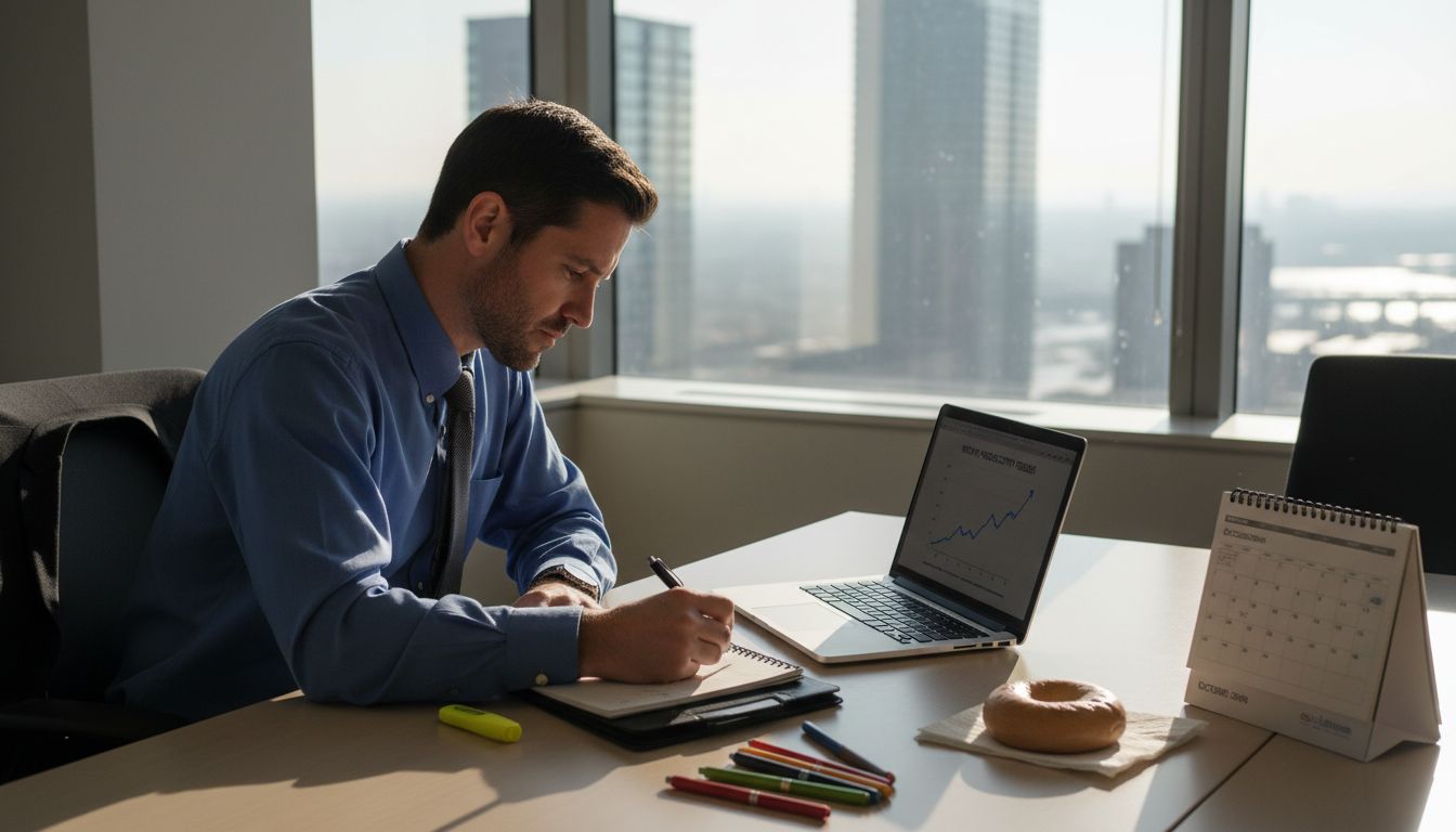 Professional tracking progress in a bright office