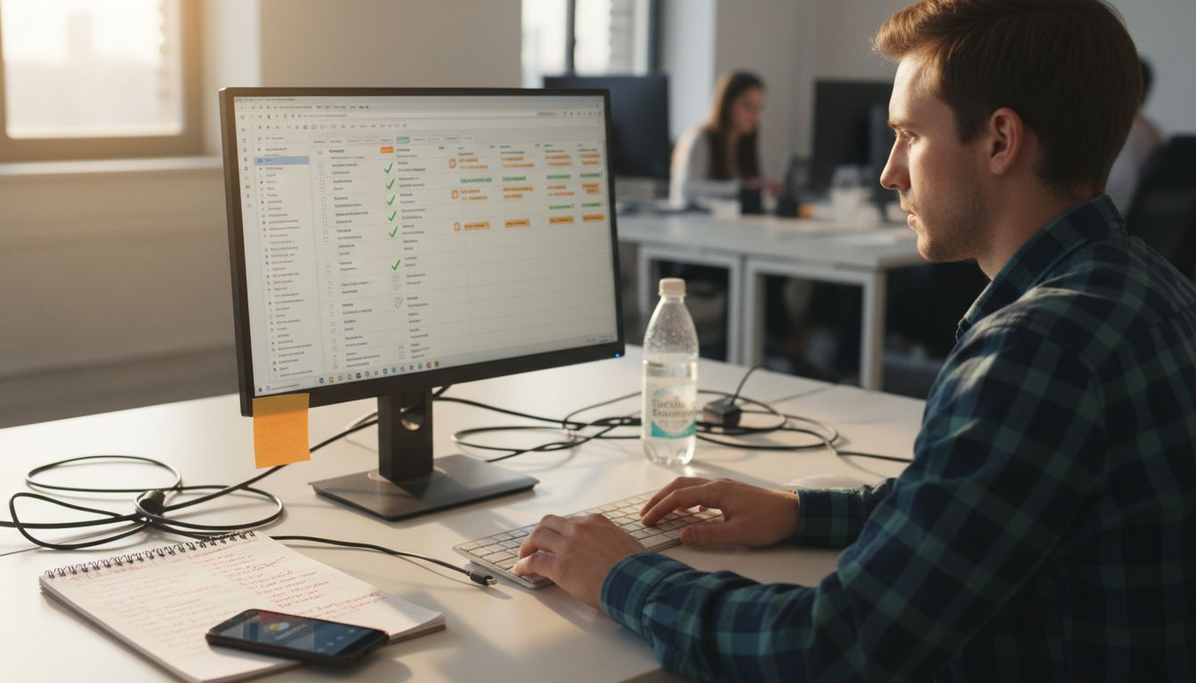 Man inputting project tasks on timeline tool