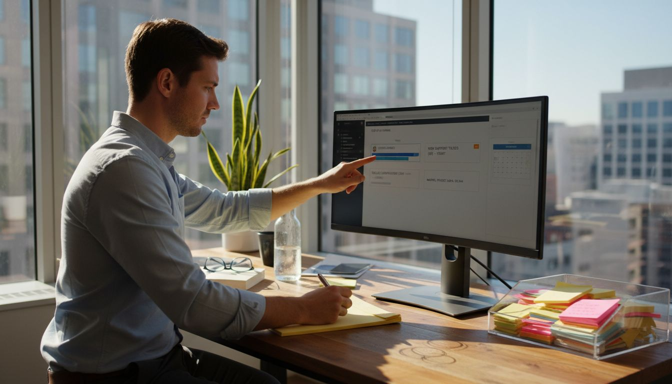 Professional manages tasks using automation tools